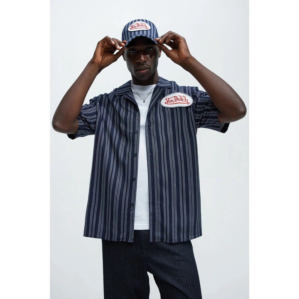 Size Small - Von Dutch Patch Shirt Button Up - Blue/combo